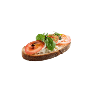 Bruschetta caprese s mozzarellou, rajčetem a bazalkou