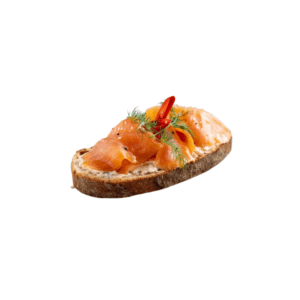 Bruschetta s uzeným lososem a kaviárem